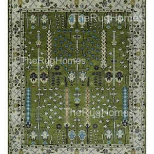 Antique green modern hand knotted Turkish Oushak Rug9x12 Vintege Rug,contemporary Area Rug Handmade Wool Rug For Bedroom hallway living room