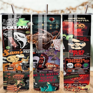Halloween, Horror, Scary, Horror Characters, Movie Inspired 20oz Skinny Straight Tumbler Wrap| Instant Download| PNG ONLY [9]