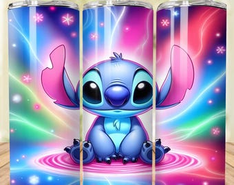 Stitch Summer 20oz Tumbler, Beach Cartoon Tumbler Wrap (PNG)