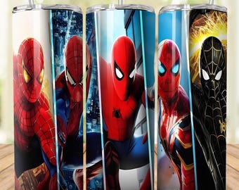 Spiderman Tumbler Wrap, Watercolor Superhero Design (Digital File)