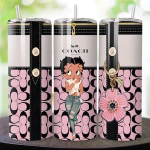 3D Cute Betty Boop Kiss Tumbler Wrap, Betty Tumbler Wrap Sublimation Design PNG, 20oz Skinny Straight & Tapered Love Tumbler Wrap