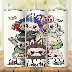 Trendy Pink Cartoon 20oz Skinny Tumbler, Cartoon 20 oz Tumbler Wrap, Cartoon Characters 20oz Tumbler Png, Straight and Tapered 20oz Wrap