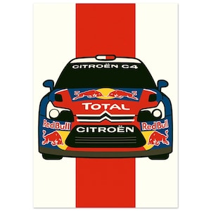 Citroën C4 WRC Sammlung Auto Minimalistisches Poster | Sébastien Loeb Tribut Druck | Moderne WRC Champion Wand Kunst | Sammlung Dekoration