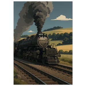Union Pacific Big Boy Minimalist Poster – Iconic Steam Train Wall Art Print, Vintage American Locomotive Illustration, Railroad Decor