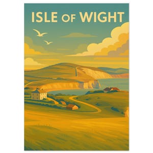 Isle of Wight Minimalist Poster – Coastal Wall Art Print, Modern Island Landscape Illustration, Isle of Wight Decor