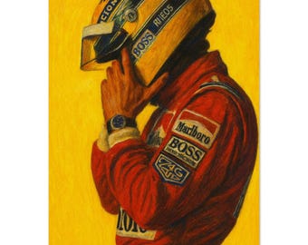 KUSTOM ART Tableau Ayrton Senna - Impression Sur Bois 25x18 Cm