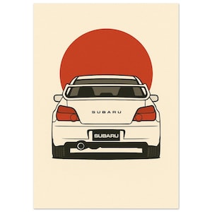 Subaru Impreza WRX Minimalist Poster | JDM Rally Car Wall Art | Boxer Engine Automotive Print | Modern Car Enthusiast Decor