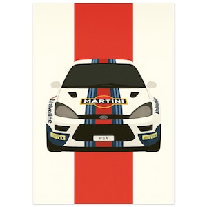 Ford Focus Rally Car Minimalist Poster | WRC Icon Wall Art | Colin McRae Tribute Print | Modern Rally Motorsport Decor