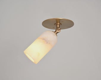Lámpara de techo moderna de alabastro, luminaria empotrada de latón, iluminación minimalista de piedra natural, decoración del hogar
