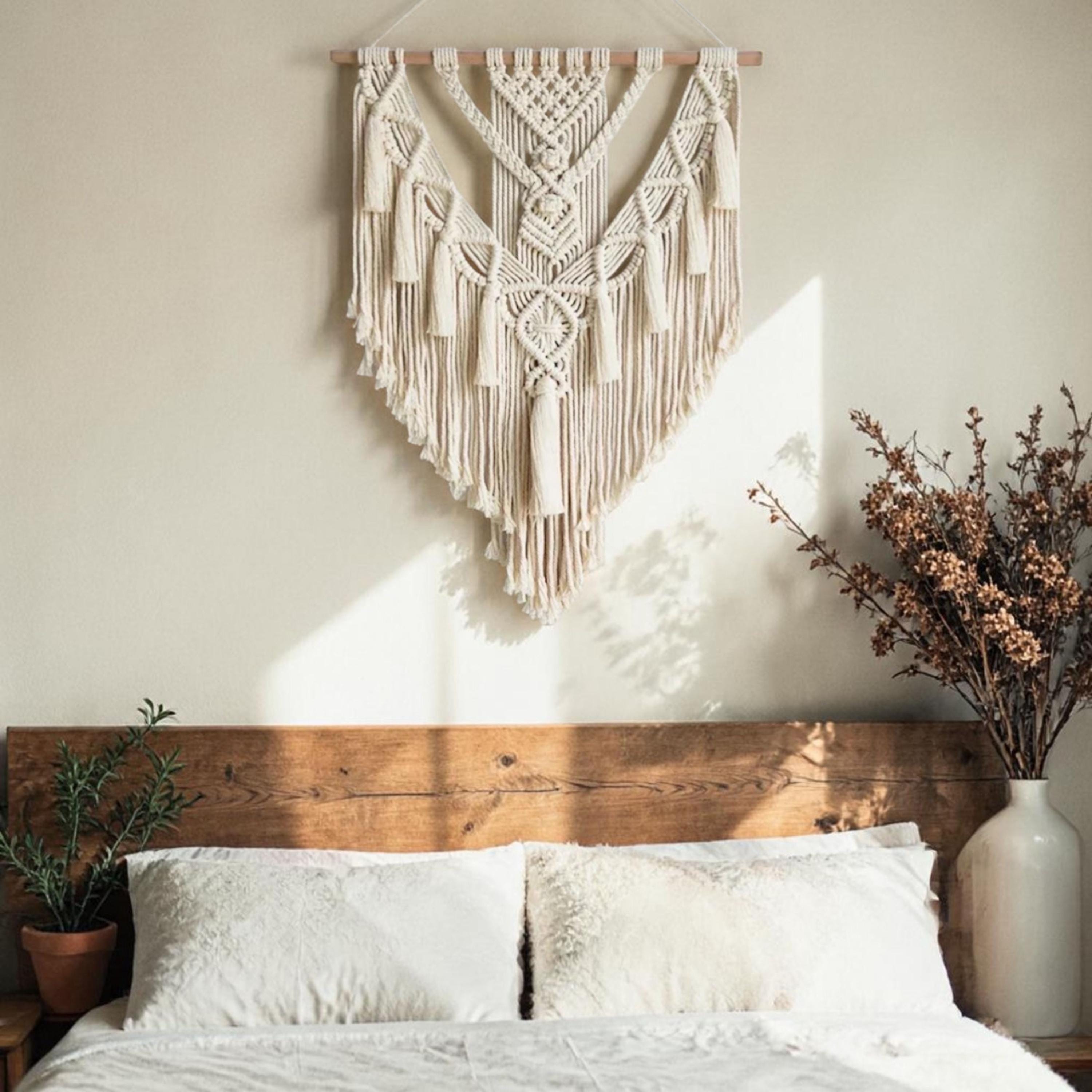 Boho Macrame Wall Hanging, Cotton Wall Art, Rustic Farmhouse Decor ...