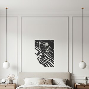 Abstract Floral Metal Wall Art, Modern Botanical Line Design image 4
