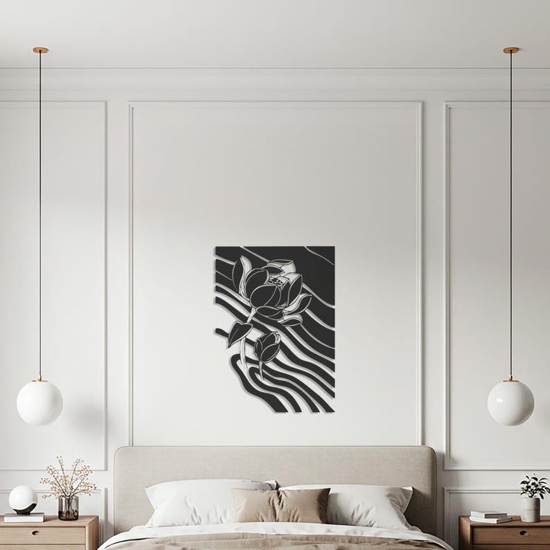 Abstract Floral Metal Wall Art, Modern Botanical Line Design image 4