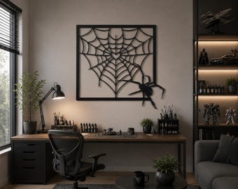 Spider Web Metal Wall Art, Gothic Heart Center, Halloween Decor