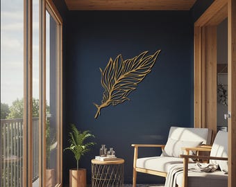 Minimalist Metal Leaf Wall Art, Nature Inspired Decor