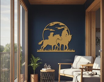 Cowboy and Cowgirl Metal Wall Art – Rustic Western Silhouette