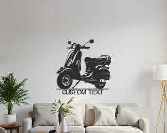 Personalisierte Vespa Roller Metall Wandkunst, Retro Moped Decor