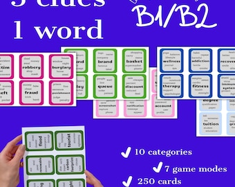 250 tarjetas de juego ESL A1-A2 / 7 juegos de aprendizaje de inglés en PDF + instrucciones / Tarjetas de vocabulario imprimibles