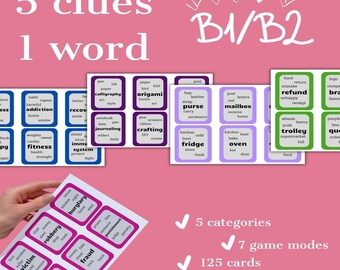 125 tarjetas de juego ESL B1-B2 / 7 juegos de aprendizaje de inglés en PDF + instrucciones / Tarjetas de vocabulario imprimibles