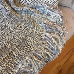Afghan Cream and Grey Throw Blanket Grey and Cream Blanket Ivory Silver ...