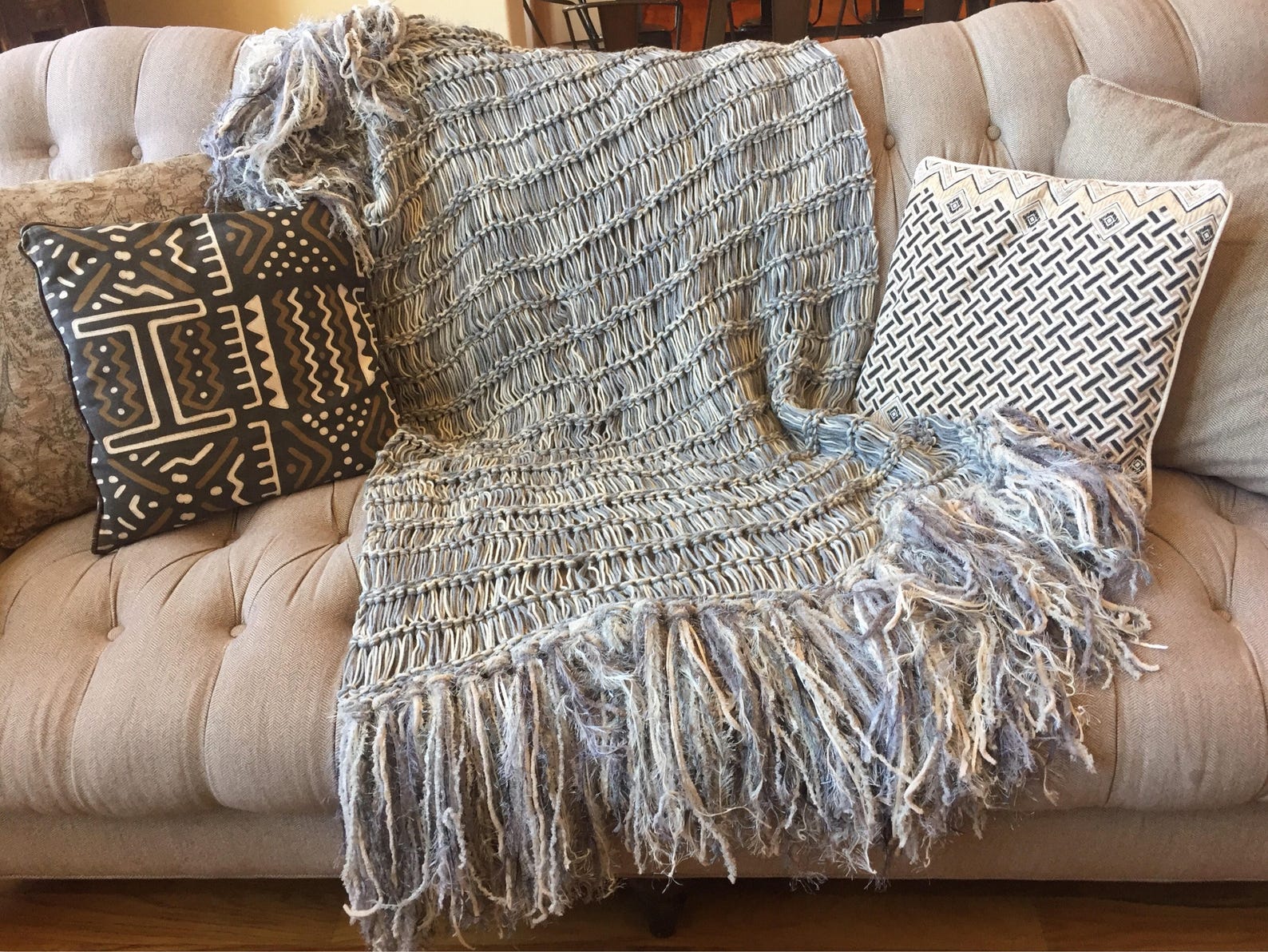 Afghan Cream and Grey Throw Blanket Grey and Cream Blanket Etsy