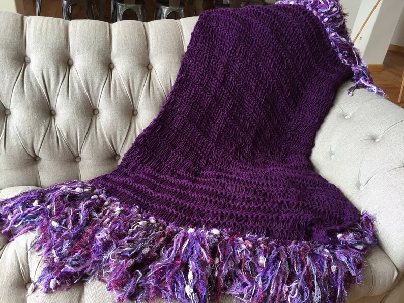 Deep Purple Blanket Purple Throw Blanket Dark Purple Home Etsy