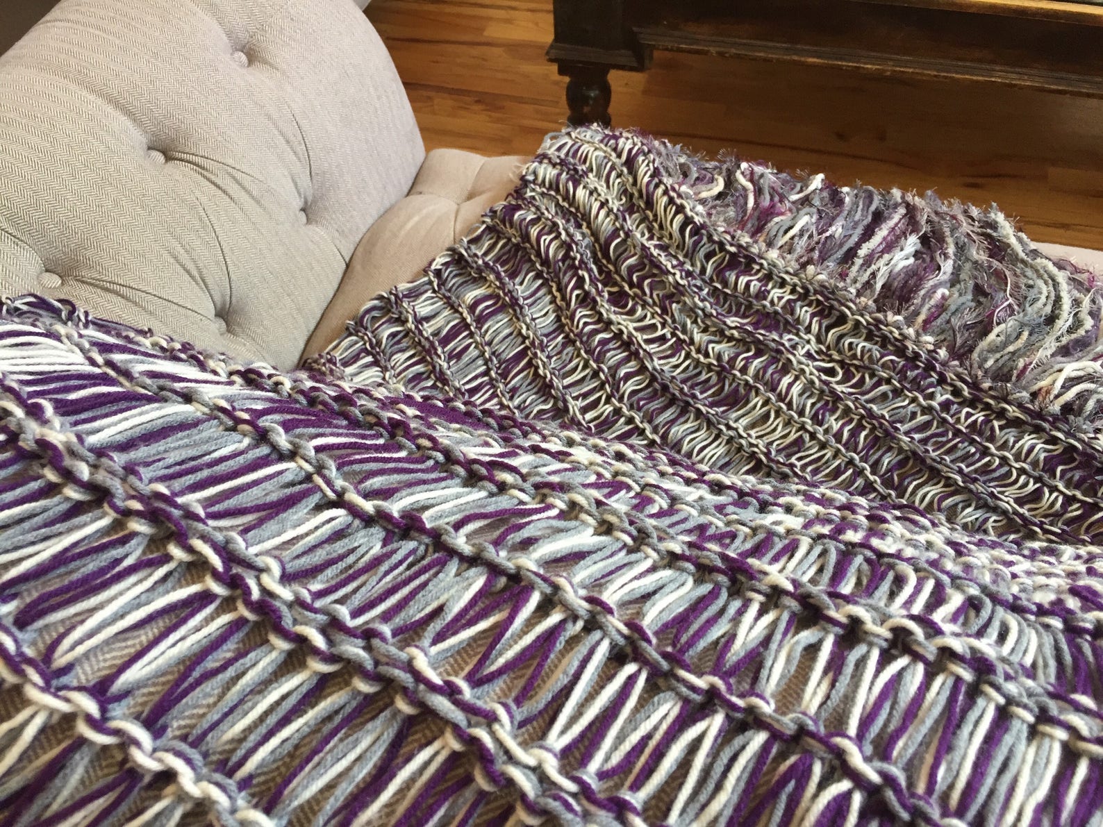 Afghan Cream and Grey Throw Blanket Grey and Cream Blanket Etsy