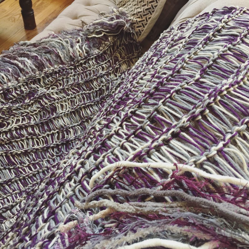 Afghan Cream and Grey Throw Blanket Grey and Cream Blanket Etsy