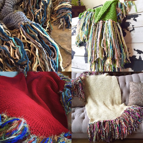 Chunky Knit Blanket Chunky Blanket Knit Throw Blanket Throw Thick Blanket  Afghan Fringe Blanket 