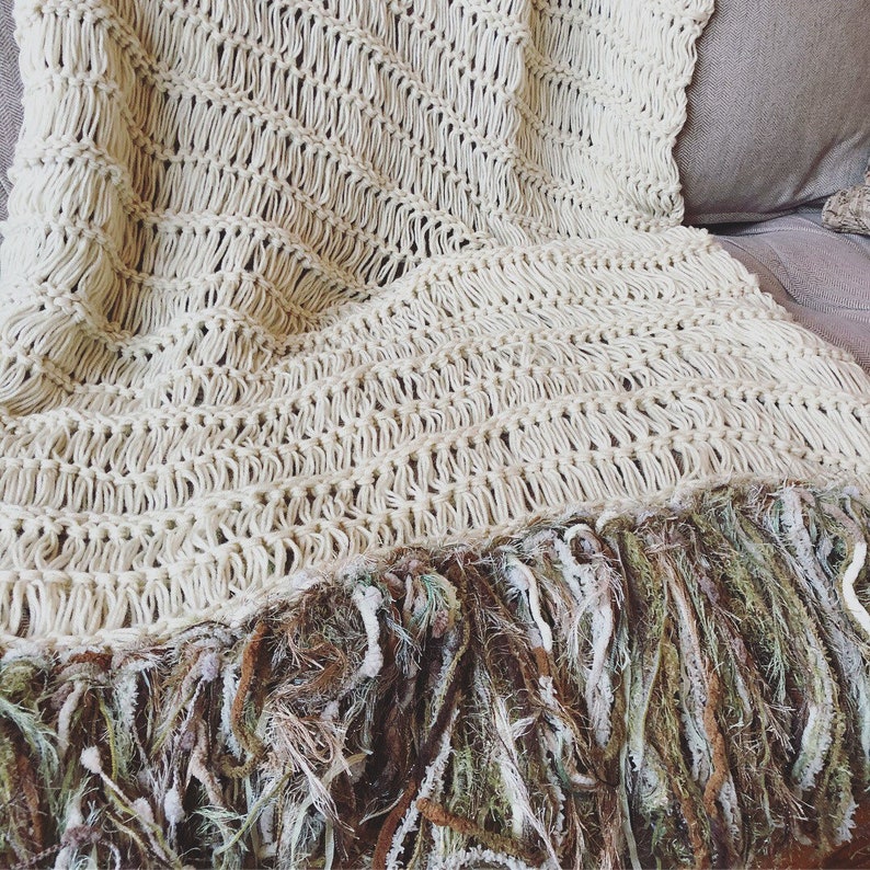 Woodland Decor Cream Sage Green Throw Blanket Home Decor Etsy
