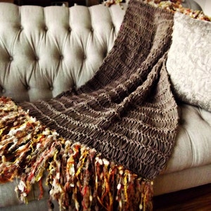 Brown Decor Throw Blanket Afghan Home Decor Housewares Decorations in Brown, Orange, Gold Yellow, Cream