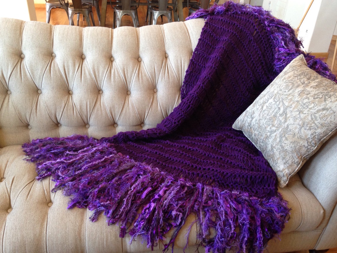Deep Purple Blanket Purple Throw Blanket Dark Purple Home Etsy