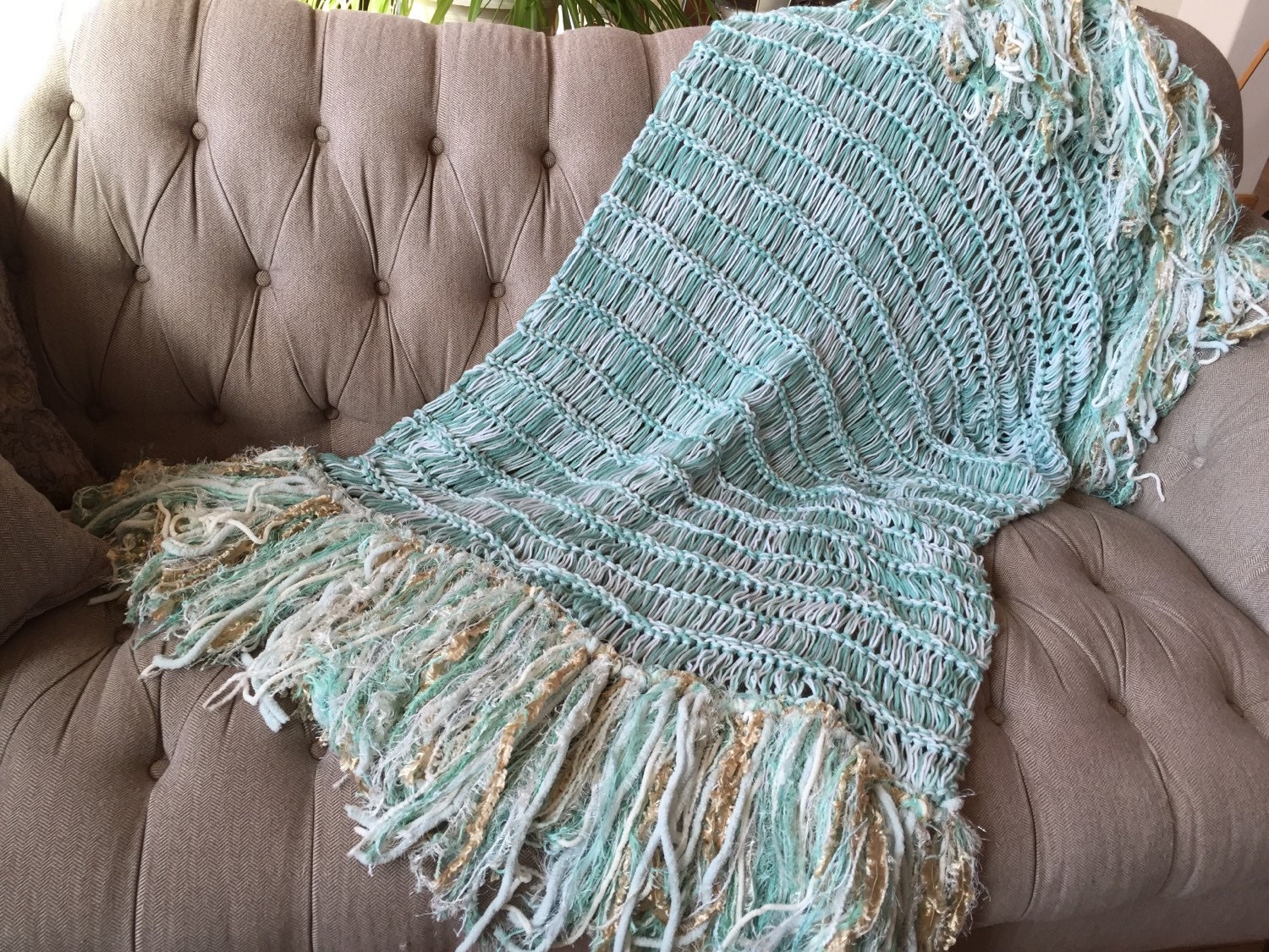 Mint Green Throw Blanket With Gold And Ivory White Mint Home Etsy Mint Green Throw Blanket With Gold And Ivory White Mint Home Etsy