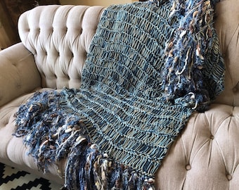 Knit Blanket, Big Fringe Knit Blanket Home Decor Housewares - Brown, Blue, Navy, Taupe, Beige, White