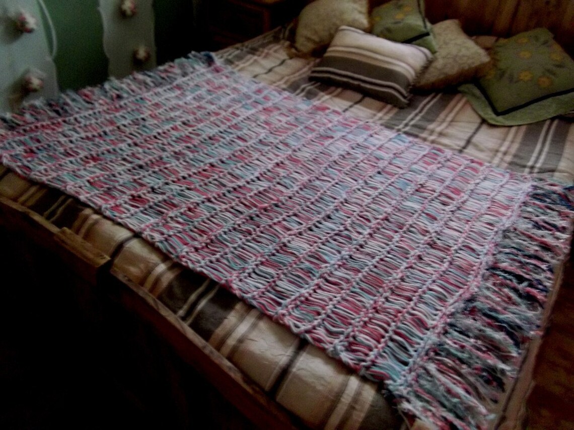 Afghan Purple Afghan Knit Blanket Afghan with Short Fringe Etsy