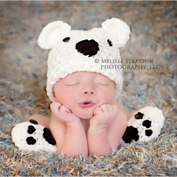Newborn or 0-3 months  baby bear hat booties set crochet Newborn photo props photography boy girl