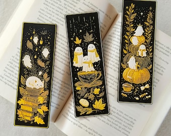Spooky Halloween Bookmark Set – 3D Printed – Ghost, Pumpkin & Cat Bookmarks