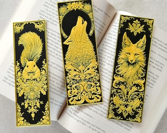 Forest Spirits Bookmark Set - 3D printed - Wolf, Squirrel & Fox