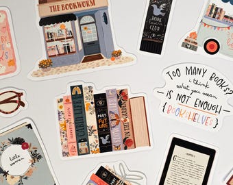 Bookish Stickers 40 pcs | Vinyl Stickers Bundle | Laptop Water Bottle Notebook Decals