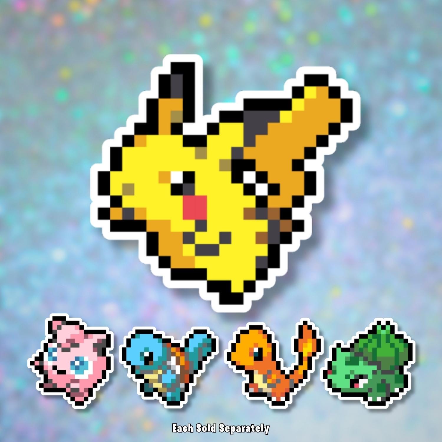 Holographic Stickers - Pixelated Pocket Monster Vinyl Decals - Etsy