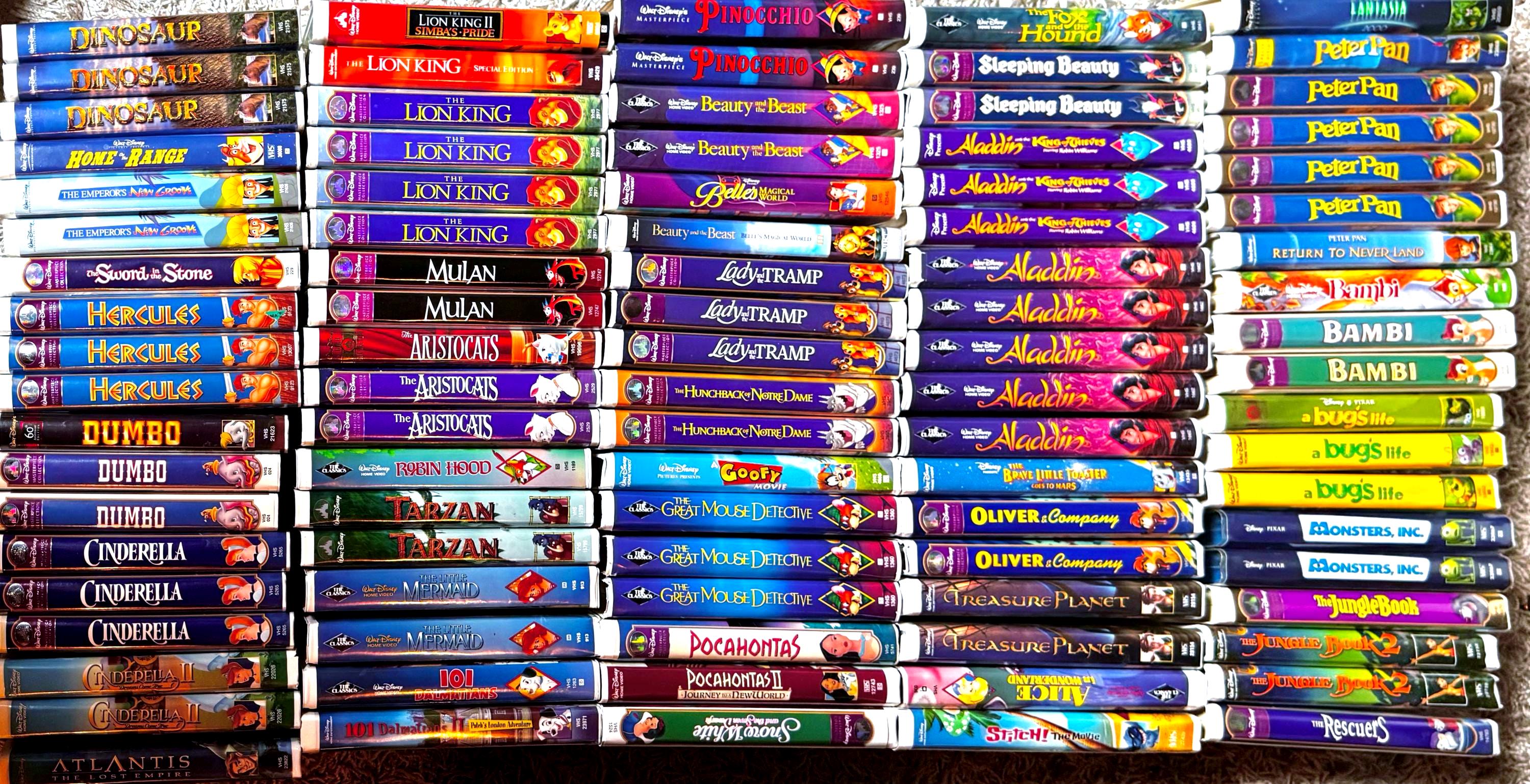 Disney Movies VHS Lot, Animated Classics, Pixar, Black Diamond