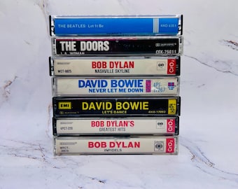 70s and 80s Folk, Rock Cassette tapes - The Beatles, Bob Dylan, David Bowie, The Doors