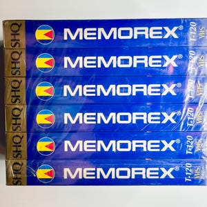 Sealed Memorex SHQ T-120 VHS Tapes - New Old Stock 6-Pack