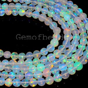 Äthiopische Opalperlen, rund 4-5 mm, 8-16-Zoll-Strang, natürliche Feueropalperlen, Schmuckherstellung, Edelsteinperlen