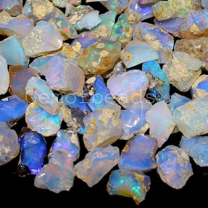 Natural Ethiopian Fire Opal Rough 7–15mm • Genuine Play-of-Color Opal • Raw Opal for Jewelry Making, Lapidary & Collecting