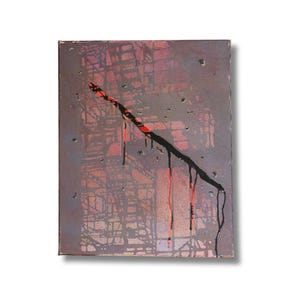 Original One Off Oil Painting | Hand painted unique art piece - Fractured Light Over Crimson Grid | Decorative Wall Painting | Only 1 Made