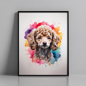 Colorful Poodle Wall Art – Watercolor Dog Portrait Digital Print Wall Art Instant Download Wall decor Home decor Home Makeover Gift