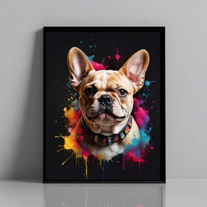 French Bulldog Color Splash Print: Modern Dog Wall Art (Digital Download)