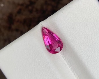 Rubellite Tourmaline, 0.75 Ct Pear Cut Pink Gemstone