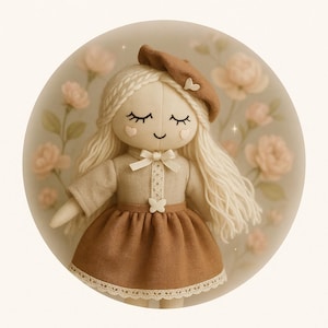 Handmade Waldorf Linen Doll – Soft Cloth Toy for Girls – Heirloom Fabric Doll – Lunabelleby