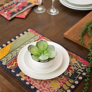 Set de table patchwork Boho Kantha (lot de 6), set de table matelassé fait main, sets de table Kantha en coton indien